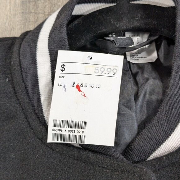 H&M Divided Varsity Jacket Womens 2 Black Long Sleeve Patches Riot Girl Vampire - Picture 4 of 10